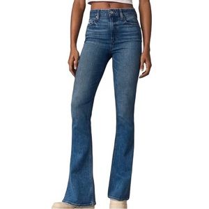 Paige High Rise Bell Canyon Jean Flare Stretch Medium Wash Denim Sz 29